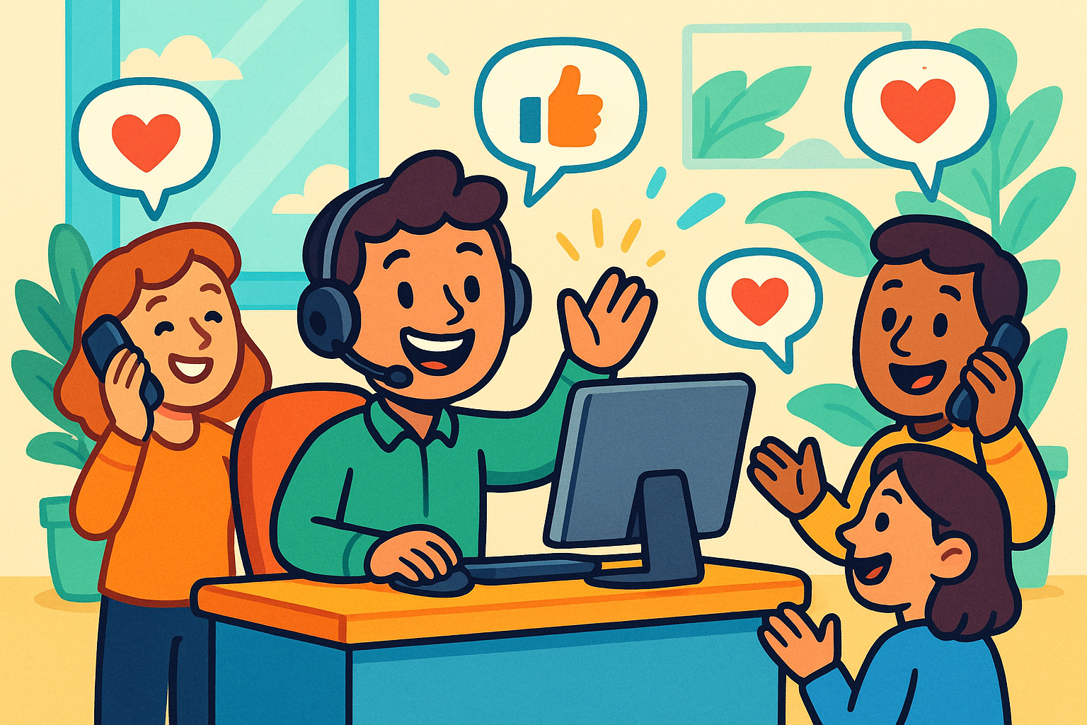 Cartoon image for customer handling